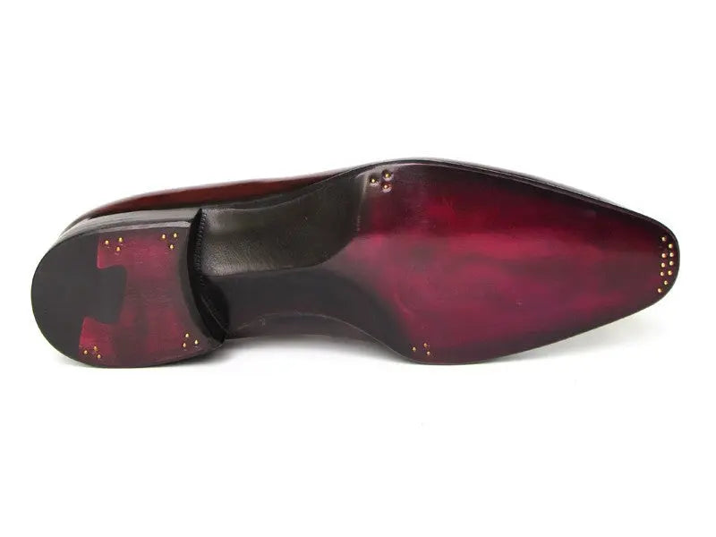 Paul Parkman Men's Brown/Bordeaux Hand-Painted Plain Toe Oxfords (ID#22T55) PAUL PARKMAN