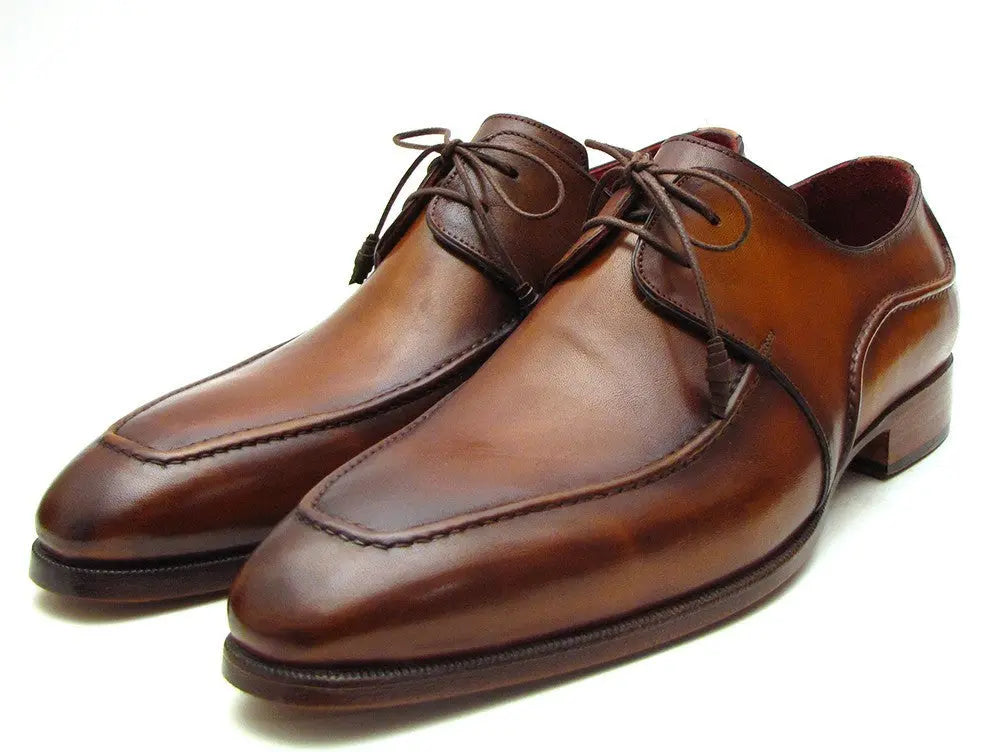 Paul Parkman Men's Brown Hand-Painted Calfskin Derby Shoes (ID#SU12LF) PAUL PARKMAN