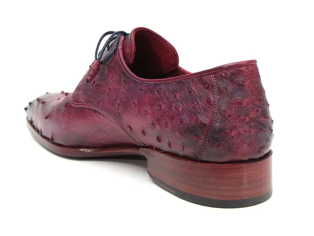 Paul Parkman Men's Burgundy/Purple Genuine Ostrich Derby Shoes (ID#66CC44) PAUL PARKMAN