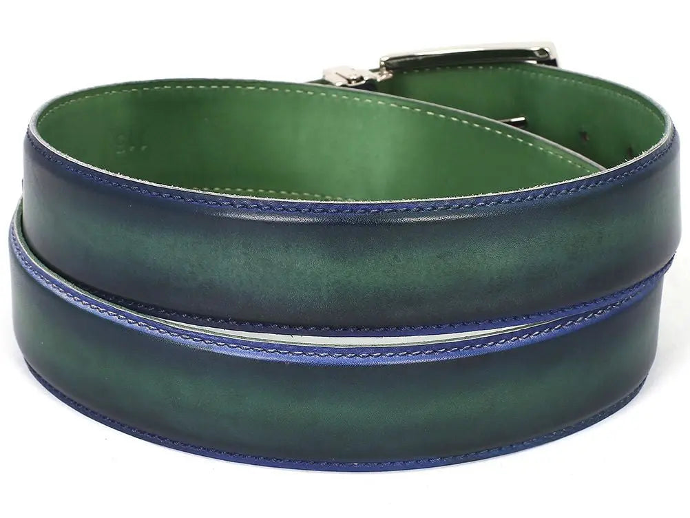 Paul Parkman Men's Dual Tone Blue/Green Genuine Leather Hand-Painted Belt (ID#B01-BLU-GRN) PAUL PARKMAN