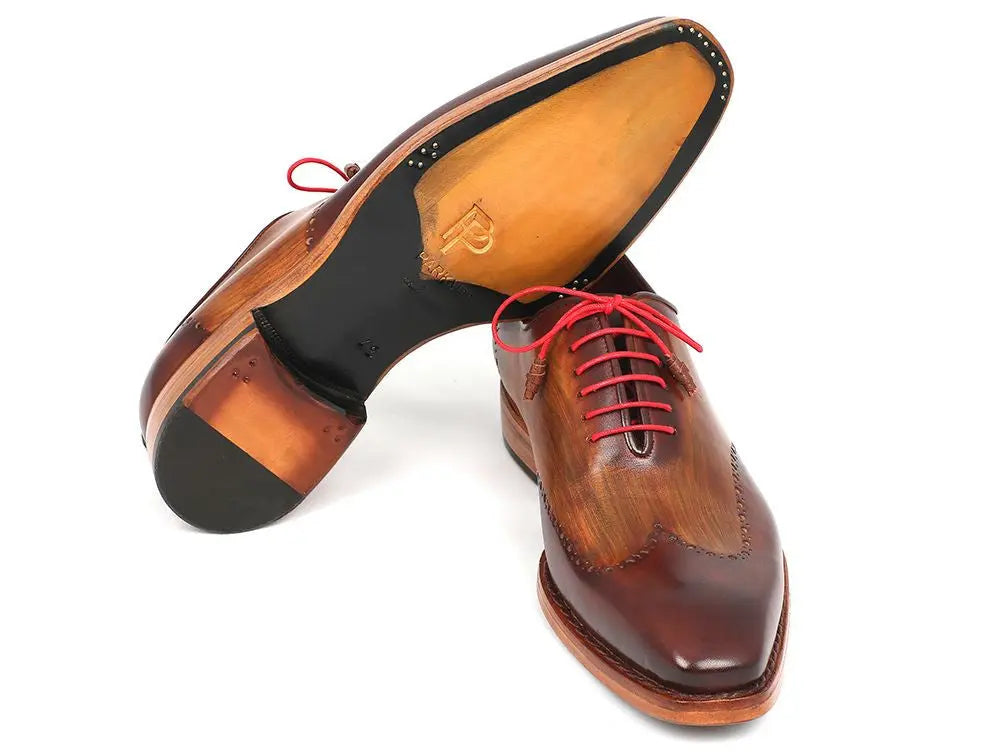 Paul Parkman Men's Brown/Camel Goodyear Welted Wingtip Oxfords (ID#81BRW74) PAUL PARKMAN