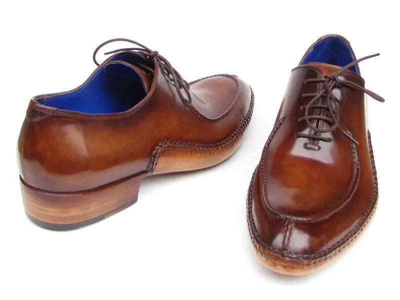 Paul Parkman Men's Brown Side Handsewn Split-Toe Oxfords (ID#054-BRW) PAUL PARKMAN