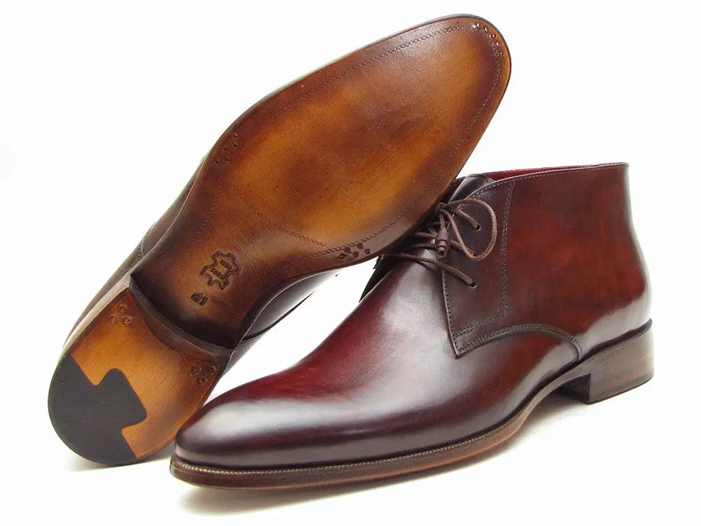 Paul Parkman Men's Brown/Bordeaux Chukka Boots (ID#CK43E8) PAUL PARKMAN