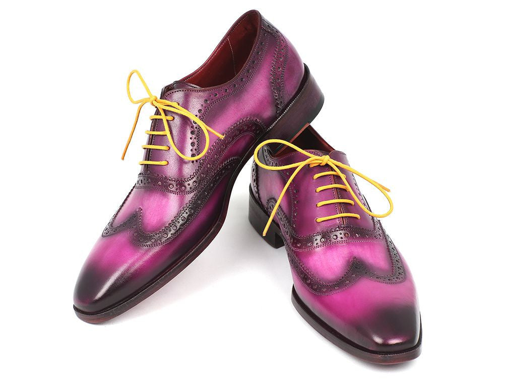 Paul Parkman Men's Wingtip Oxfords Lilac Handpainted Calfskin (ID#228-LIL) PAUL PARKMAN