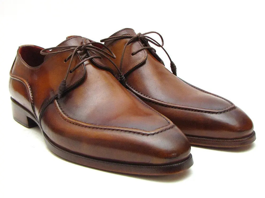 Paul Parkman Men's Brown Hand-Painted Calfskin Derby Shoes (ID#SU12LF) PAUL PARKMAN