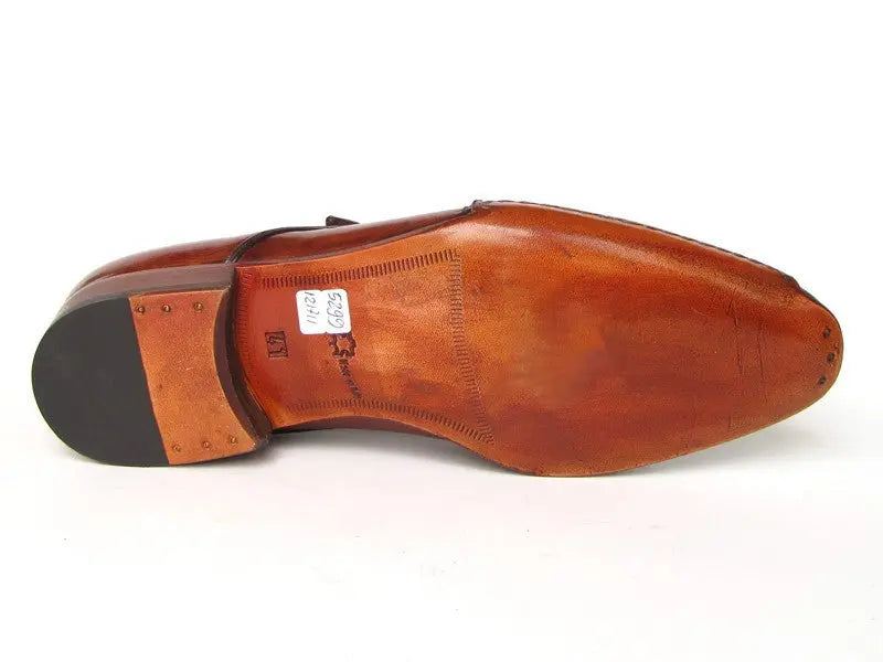 Paul Parkman Men's Tobacco Side Handsewn Twisted Leather Sole Monk strap Shoes (ID#24Y56) PAUL PARKMAN