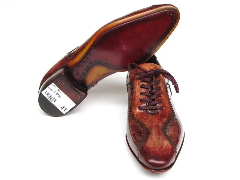 Paul Parkman Men's Brown Handmade Lace-Up Casual Shoes (ID#84654-BRW) PAUL PARKMAN