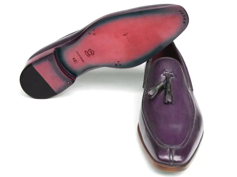 Paul Parkman Men's Purple Tassel Hand-Painted Genuine Leather Loafers (ID#083-PURP) PAUL PARKMAN