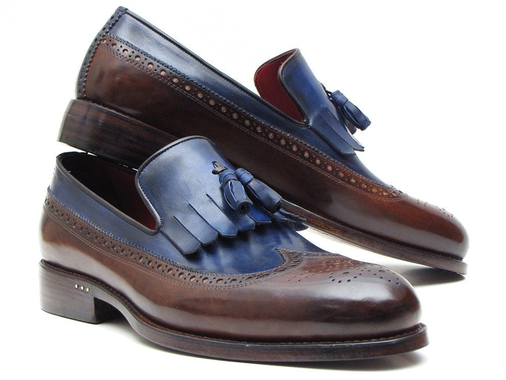 Paul Parkman Kiltie Tassel Loafer Dark Brown & Navy (ID#KT44BN) PAUL PARKMAN