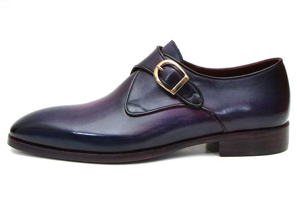 Paul Parkman Men's Purple Genuine Leather Single Monk strap Shoes (ID#DW754T) PAUL PARKMAN