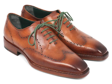 Paul Parkman Men's Camel Brown Goodyear Welted Wingtip Oxfords (ID#87CML66) PAUL PARKMAN