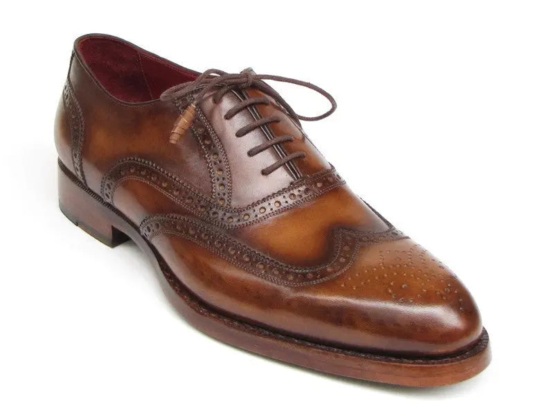 Paul Parkman Men's Tobacco Goodyear Welted Wingtip Oxfords (ID#027-TAB) PAUL PARKMAN