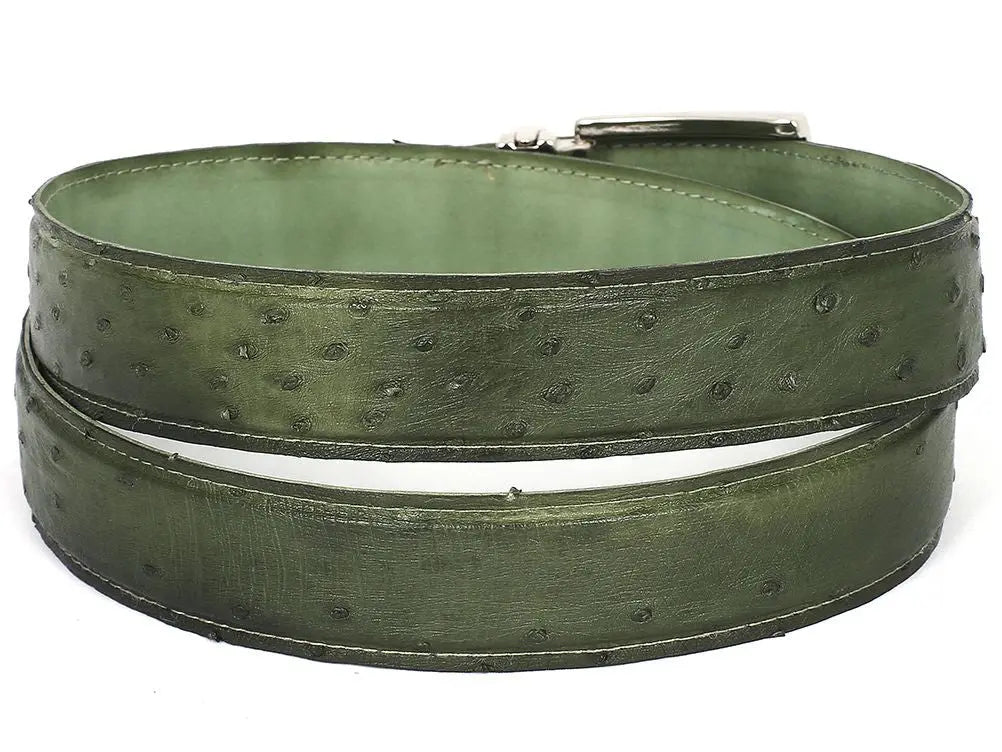 Paul Parkman Men's Green Genuine Ostrich Belt (ID#B04-GREEN) PAUL PARKMAN