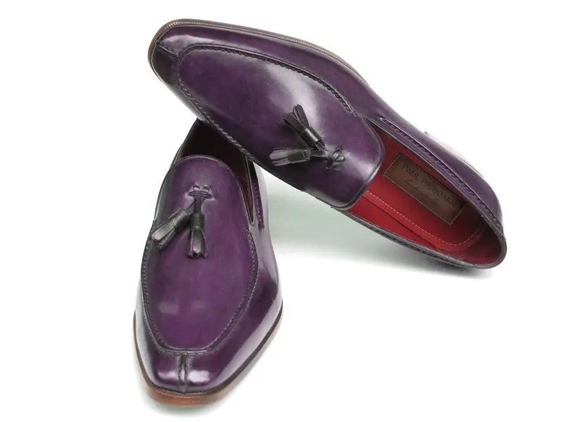 Paul Parkman Men's Purple Tassel Hand-Painted Genuine Leather Loafers (ID#083-PURP) PAUL PARKMAN