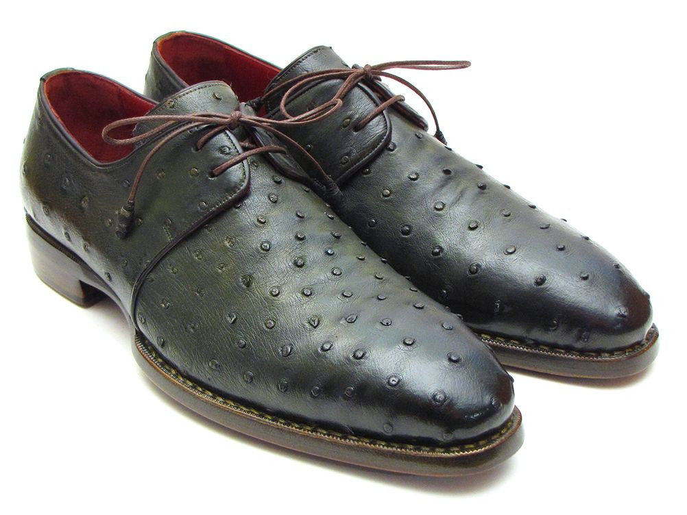 Paul Parkman Goodyear Welted Green Genuine Ostrich Derby Shoes (ID#31VL74) PAUL PARKMAN