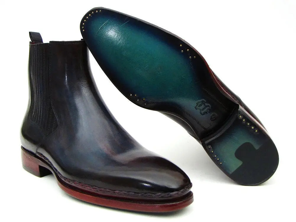 Paul Parkman Men's Navy/Bordeaux Chelsea Boots (ID#BT54F11) PAUL PARKMAN