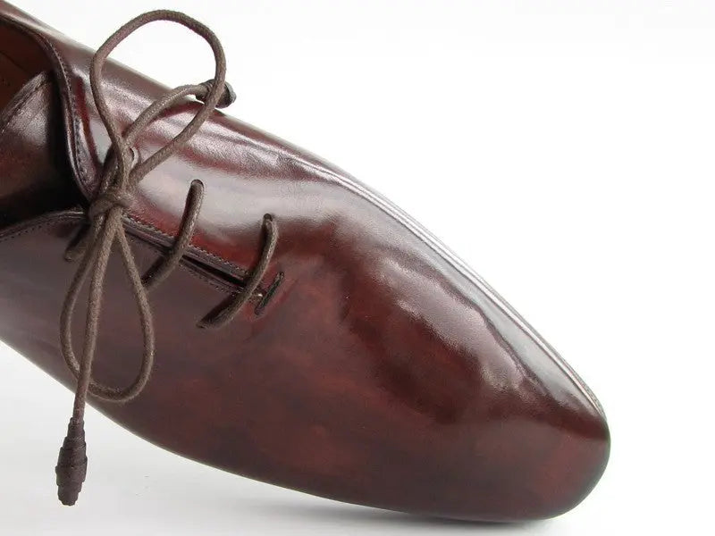 Paul Parkman Men's Brown/Bordeaux Hand-Painted Plain Toe Oxfords (ID#22T55) PAUL PARKMAN