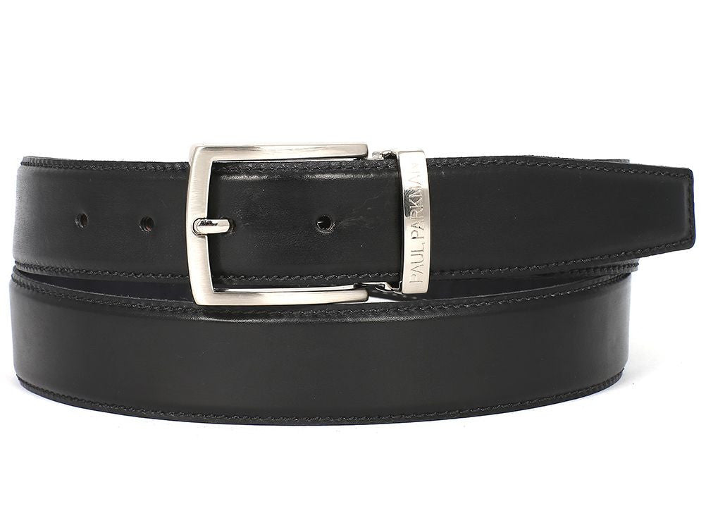 PAUL PARKMAN Men's Leather Belt Hand-Painted Black (ID#B01-BLK) PAUL PARKMAN