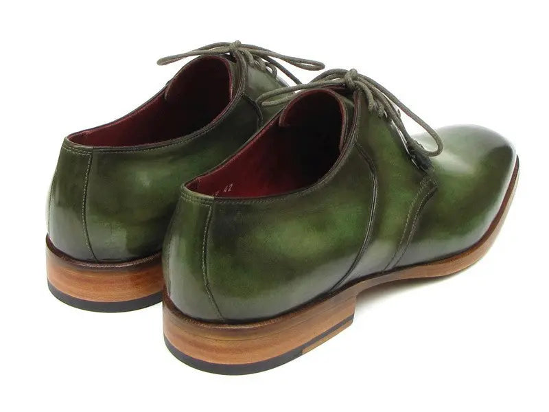 Paul Parkman Men's Green Hand-Painted Genuine Leather Derby Shoes (ID#059-GREEN) PAUL PARKMAN