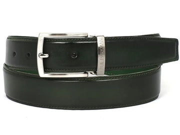 Paul Parkman Men's Dark Green Genuine Leather Hand-Painted Belt (ID#B01-DARK-GRN) PAUL PARKMAN