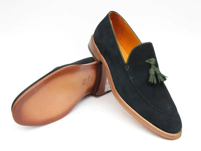 Paul Parkman Men's Green Suede Tassel Loafers (ID#087-GREEN) PAUL PARKMAN