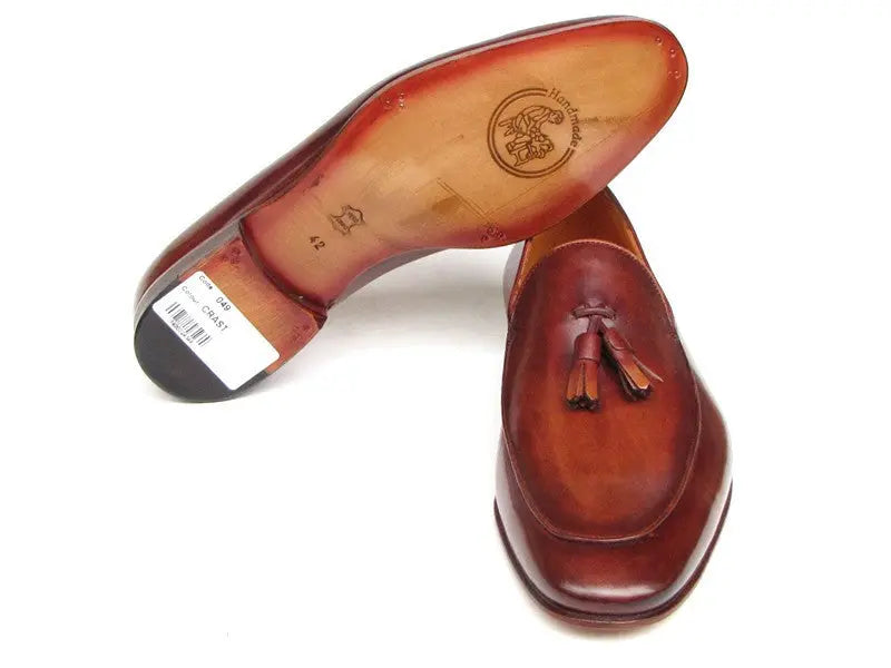 Paul Parkman Men's Brown Hand-Painted Genuine Leather Tassel Loafers (ID#049-BRW) PAUL PARKMAN