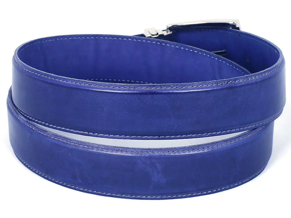 Paul Parkman Men's Cobalt Blue Genuine Leather Hand-Painted Belt (ID#B01-BLU) PAUL PARKMAN