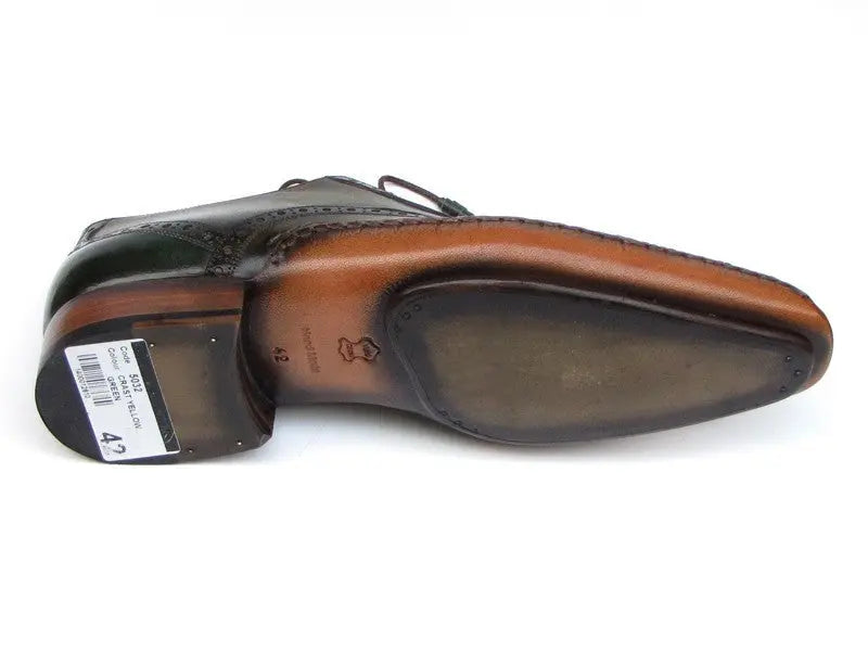 Paul Parkman Men's Green Side Handsewn Cap Toe Oxfords (ID#5032-GREEN) PAUL PARKMAN
