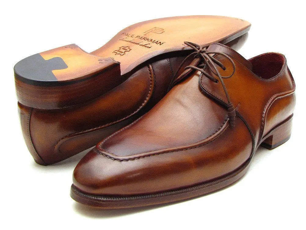 Paul Parkman Men's Brown Hand-Painted Calfskin Derby Shoes (ID#SU12LF) PAUL PARKMAN