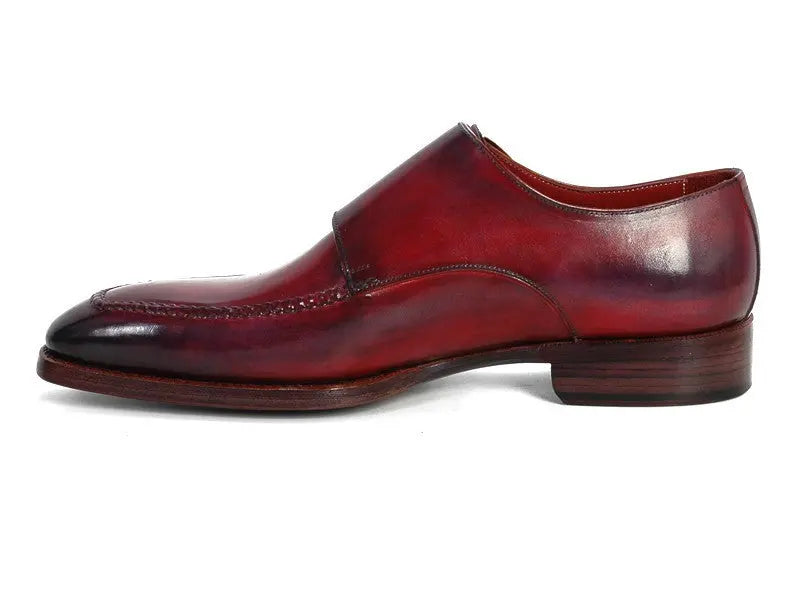 Paul Parkman Men's Black/Bordeaux Goodyear Welted Double Monk strap Shoes (ID#PP3851) PAUL PARKMAN