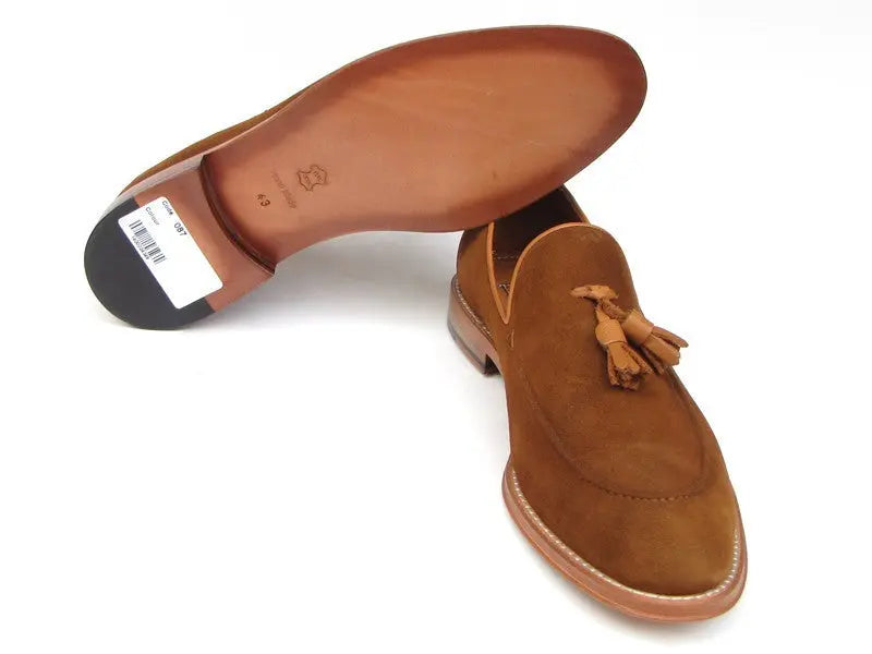 Paul Parkman Men's Tobacco Suede Tassel Loafers (ID#087-TAB) PAUL PARKMAN