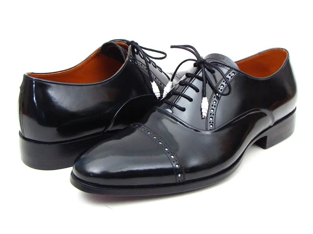 Paul Parkman Men's Black Cap Toe Oxfords (ID#78RG61) PAUL PARKMAN