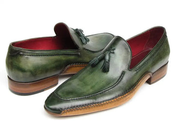 Paul Parkman Men's Side Handsewn Tassel Loafer Green Shoes (ID#082-GREEN) PAUL PARKMAN