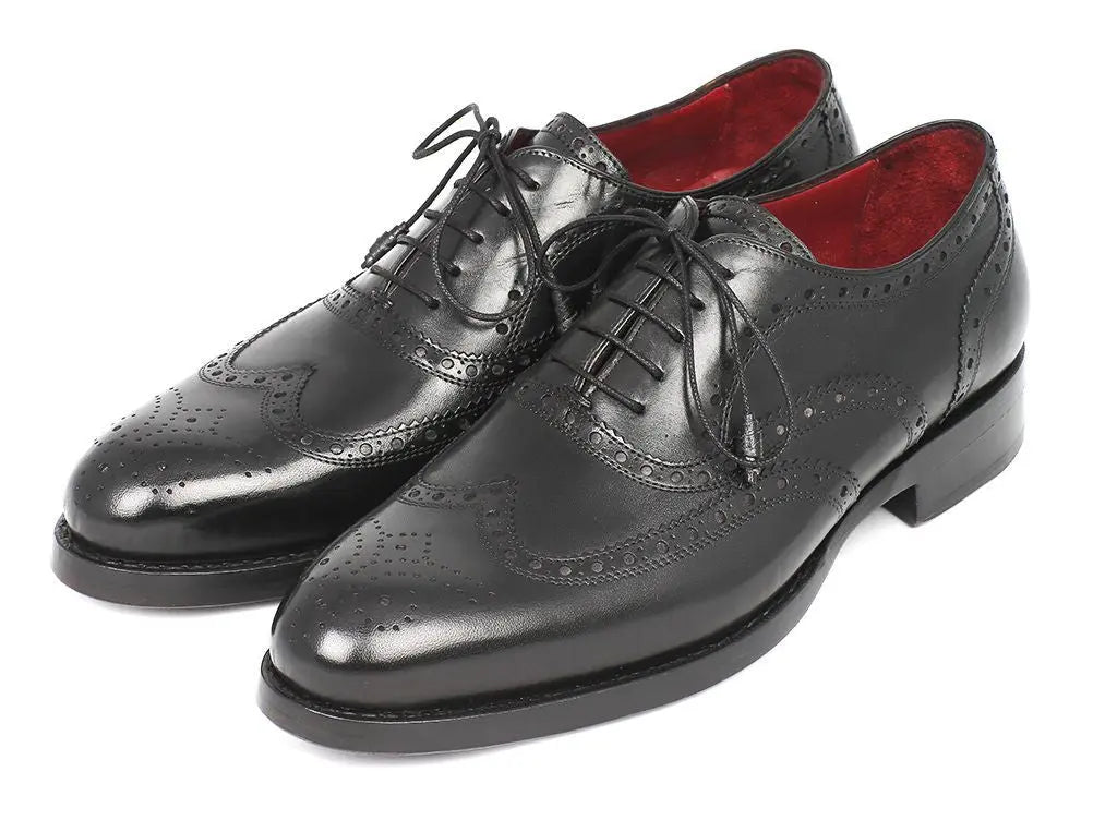 Paul Parkman Men's Black Goodyear Welted Wingtip Oxfords (ID#027-BLK) PAUL PARKMAN
