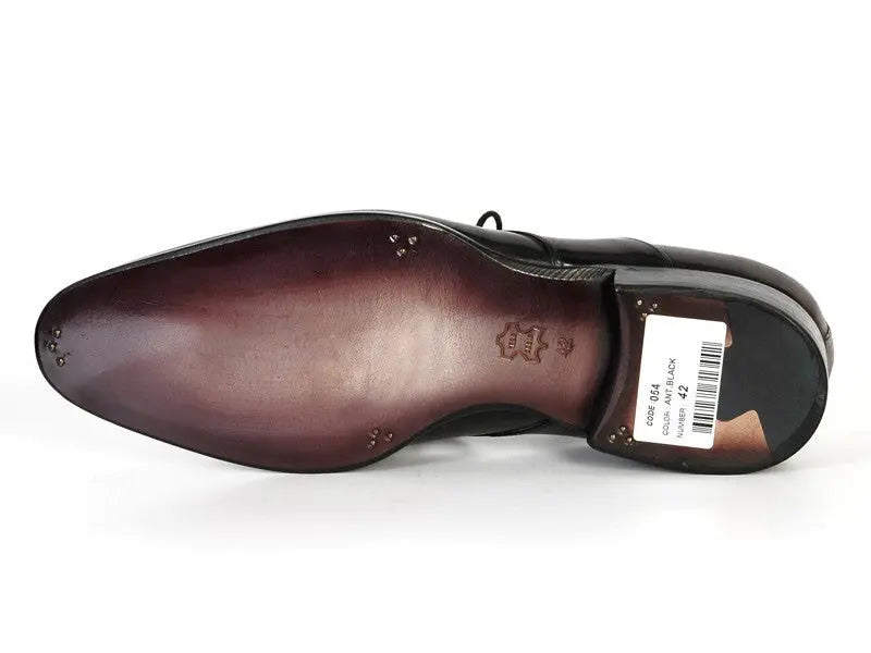 Paul Parkman Men's Anthracite Black Hand-Painted Genuine Leather Derby Shoes (ID#054F-ANTBLK) PAUL PARKMAN