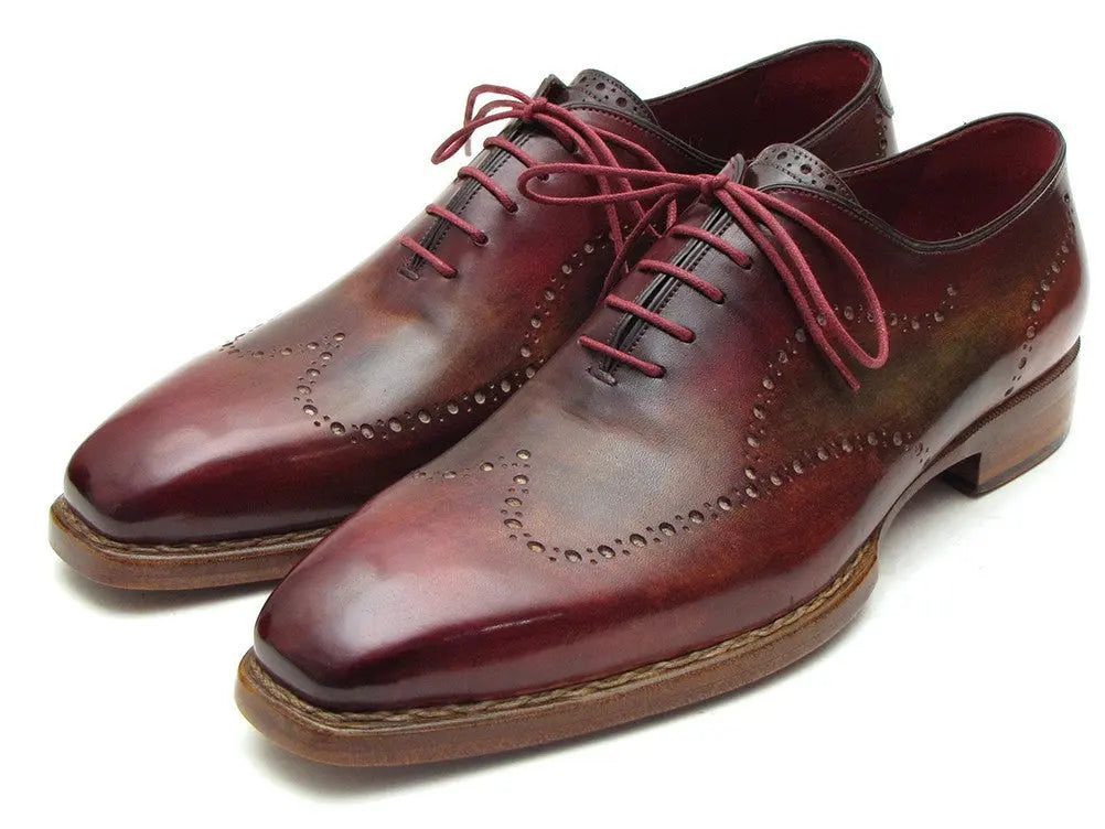 Paul Parkman Men's Bordeaux/Camel Goodyear Welted Wingtip Oxford (ID#087LX) PAUL PARKMAN