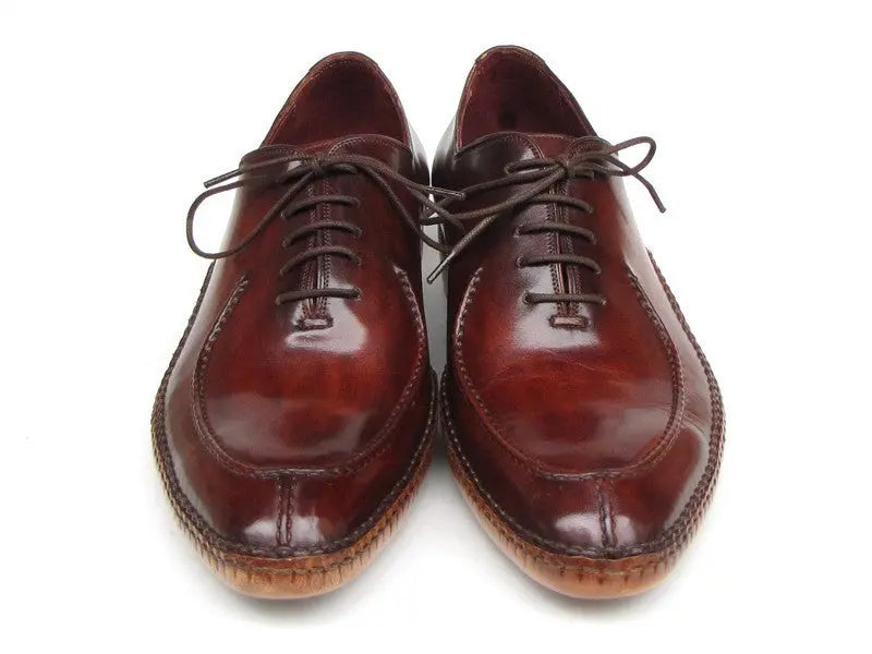 Paul Parkman Men's Burgundy Side Handsewn Split-Toe Oxfords (ID#054-BUR) PAUL PARKMAN