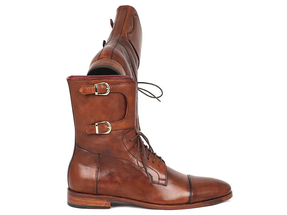 Paul Parkman Men's High Boots Brown Calfskin (ID#F554-BRW) PAUL PARKMAN