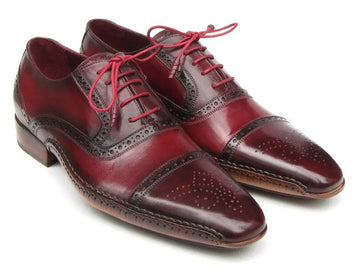 Paul Parkman Men's Red/Bordeaux Side Handsewn Cap Toe Oxfords(ID#5032-BRD) PAUL PARKMAN