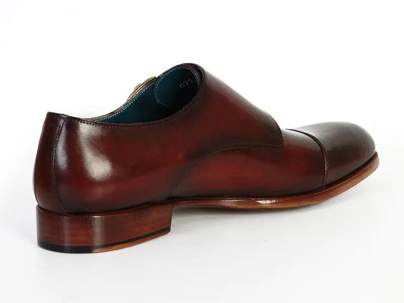 Paul Parkman Men's Dark Brown Cap-Toe Double Monk straps Shoes (ID#045-BRL) PAUL PARKMAN