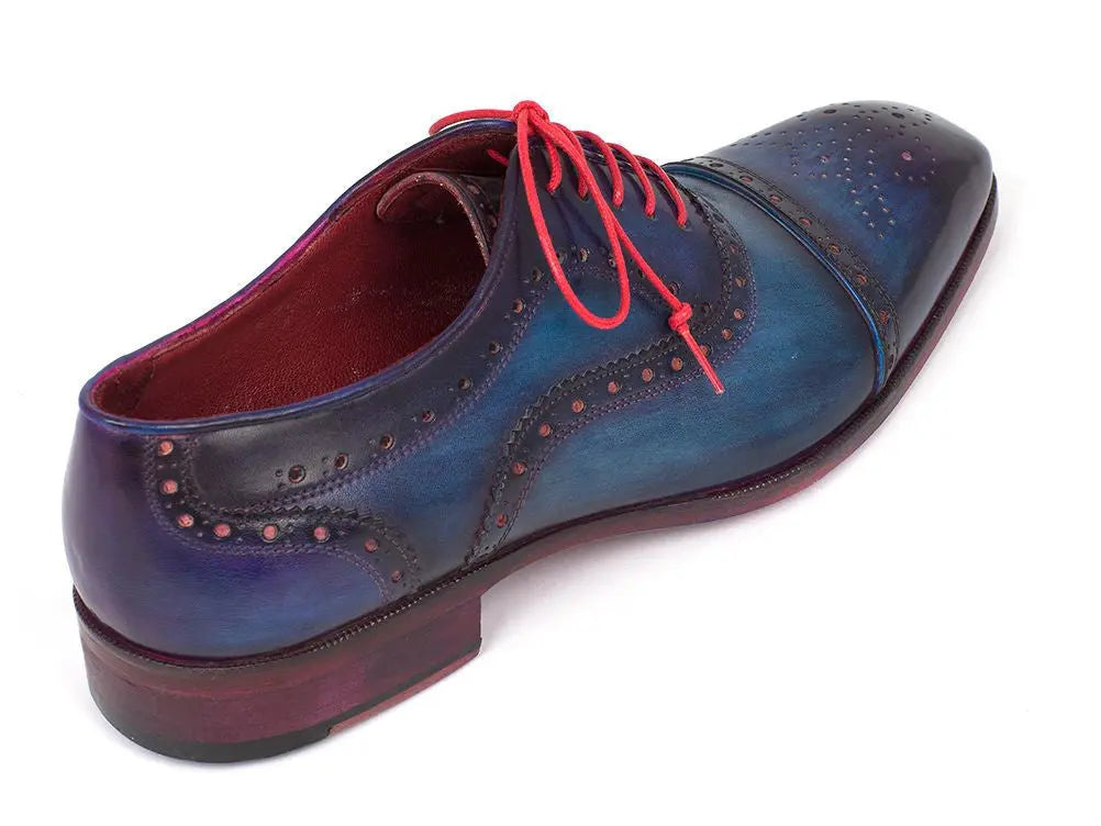 Paul Parkman Men's Blue/Parliament Blue Cap Toe Oxfords (ID#024-PARL) PAUL PARKMAN