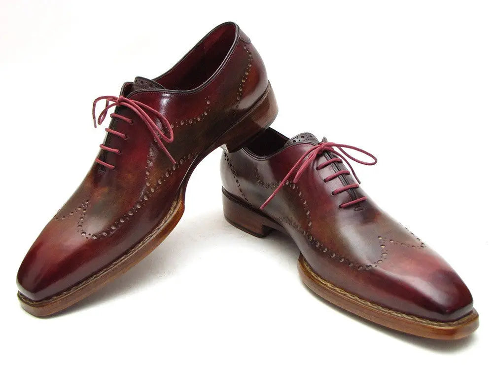 Paul Parkman Men's Bordeaux/Camel Goodyear Welted Wingtip Oxford (ID#087LX) PAUL PARKMAN