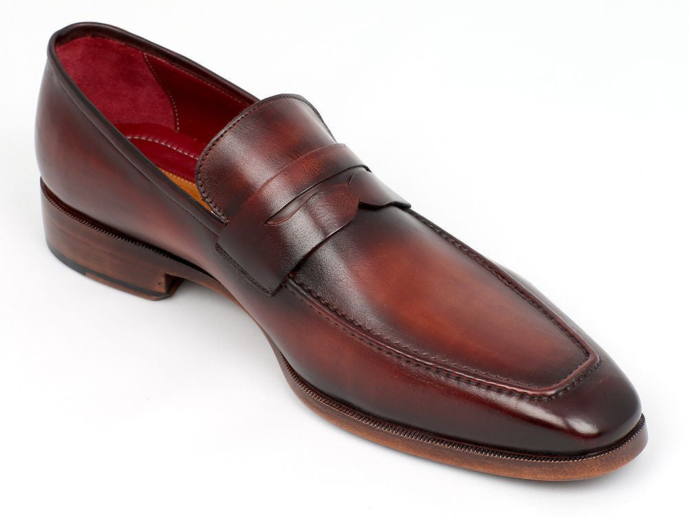 Paul Parkman Men's Penny Loafer Bordeaux and Brown Calfskin (ID#10FD61) PAUL PARKMAN