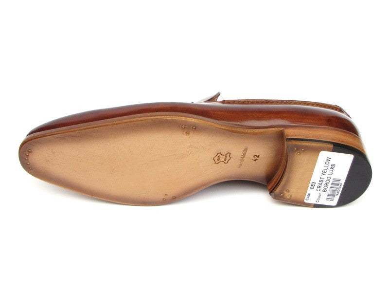 Paul Parkman Men's Tassel Loafer Camel & Brown Hand-Painted (ID#083-CML) PAUL PARKMAN