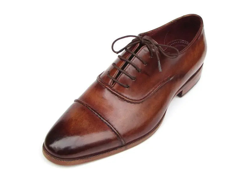 Paul Parkman Men's Brown Hand-Painted Cap-Toe Oxfords (ID#077-BRW) PAUL PARKMAN