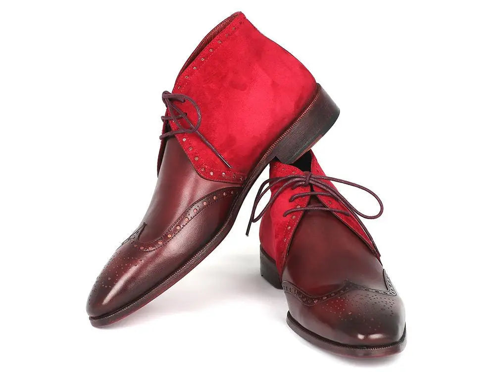 Paul Parkman Men's Bordeaux Suede Genuine Leather Chukka Boots (ID#CK51-BRD) PAUL PARKMAN