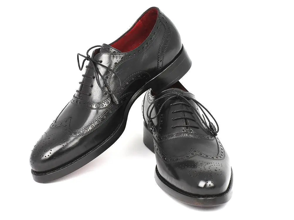 Paul Parkman Men's Black Goodyear Welted Wingtip Oxfords (ID#027-BLK) PAUL PARKMAN