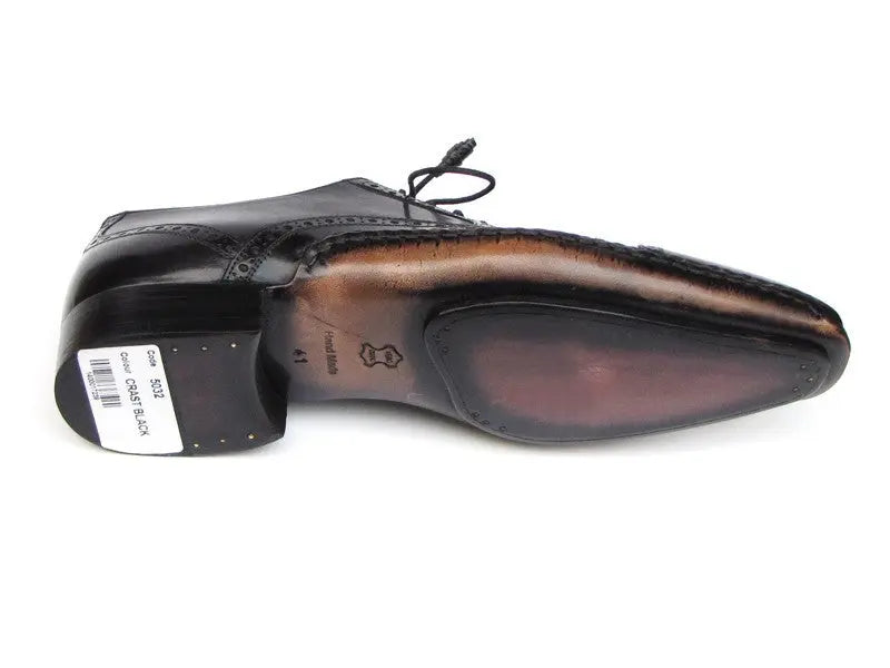 Paul Parkman Men's Black Hand-Painted Cap Toe Oxfords (ID#5032-BLK) PAUL PARKMAN