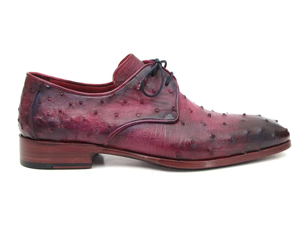 Paul Parkman Men's Burgundy/Purple Genuine Ostrich Derby Shoes (ID#66CC44) PAUL PARKMAN