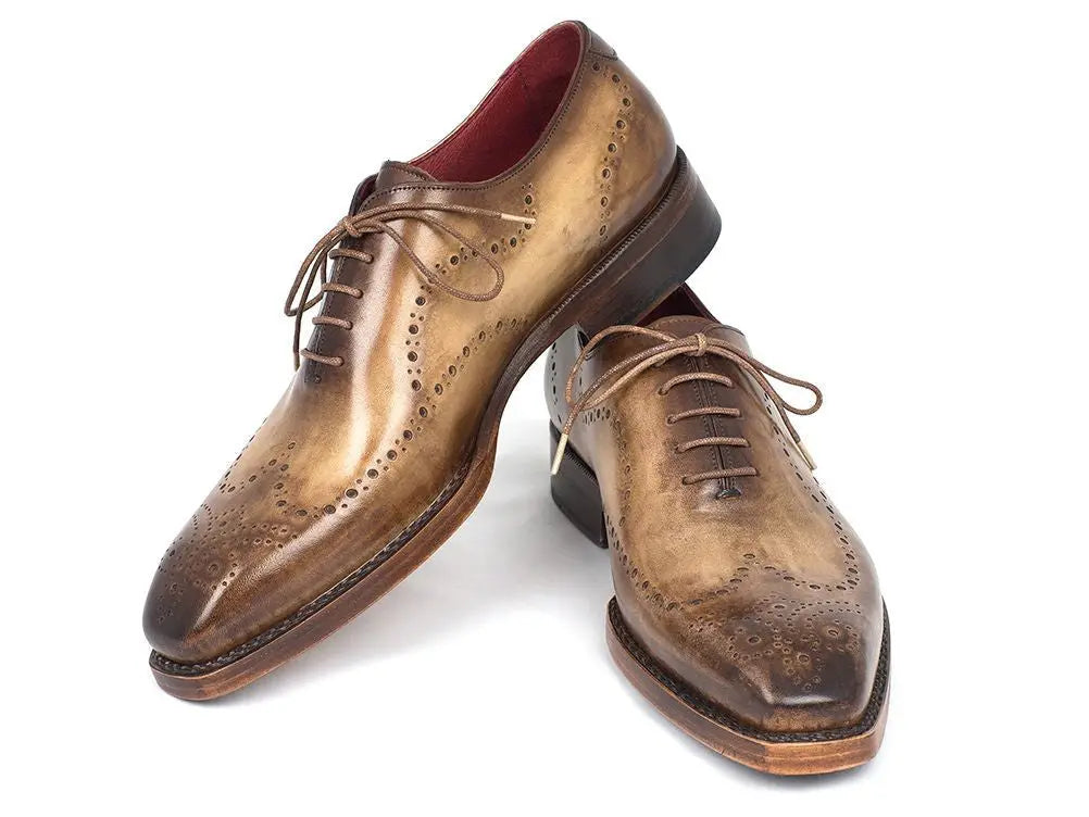 Paul Parkman Men's Antique Olive Goodyear Welted Wingtip Oxfords (ID#87OLV54) PAUL PARKMAN